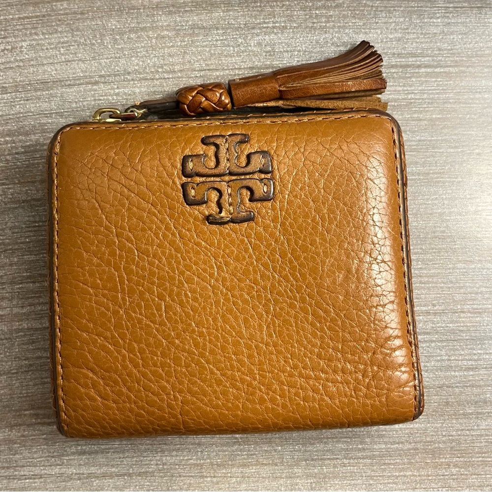Tory Burch Brown Leather Key & Card Holder